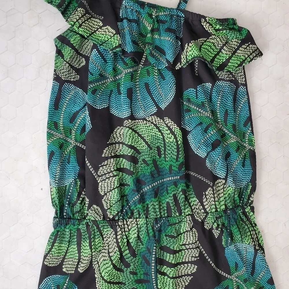 NEW The Children's Place Green Banana Leaf Tropical Asymmetrical Romper